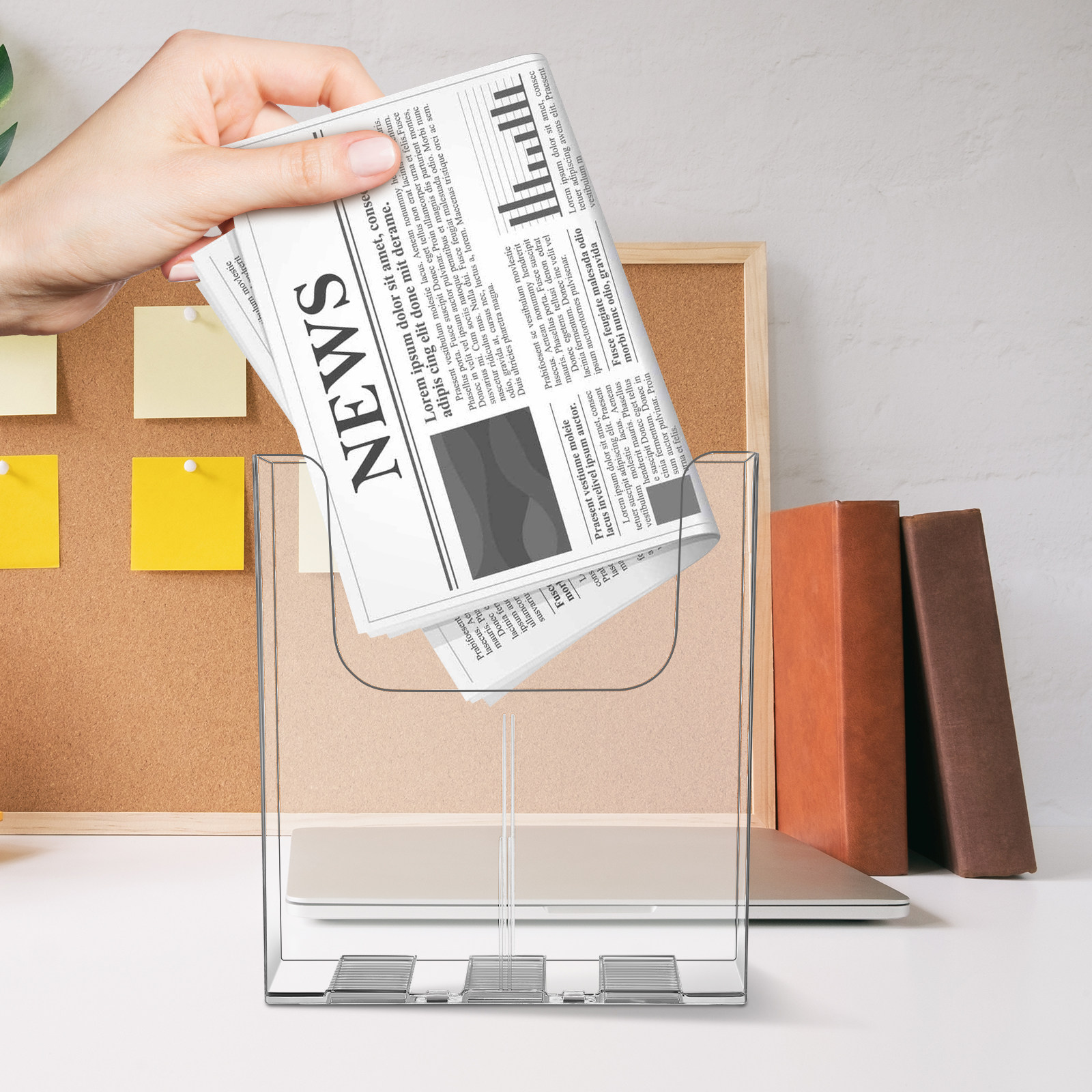Magazine Holder Rack - 2개 세트 벽걸이형 수납 정리대, 투명