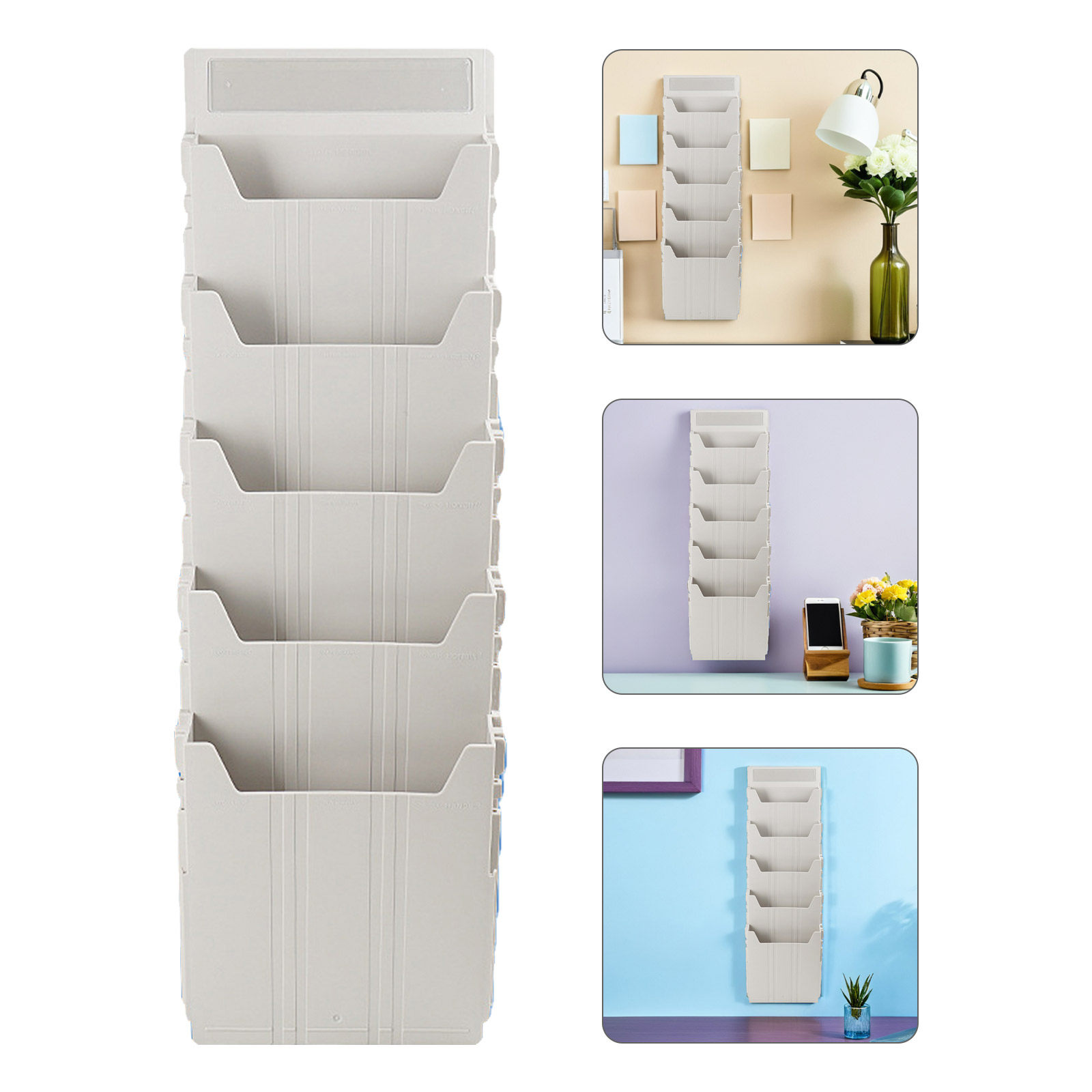 Magazine Holder Rack - 벽걸이형 잡지꽂이, 확장 가능한 5칸, 높이