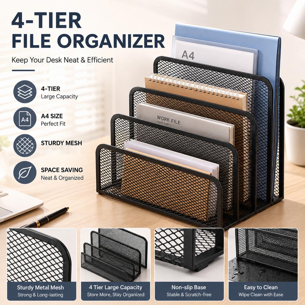 서류 정리대, 노트북 받침대, 책상용 3단 블랙 메탈  - Magazine Holder Rack 리뷰 및 가격